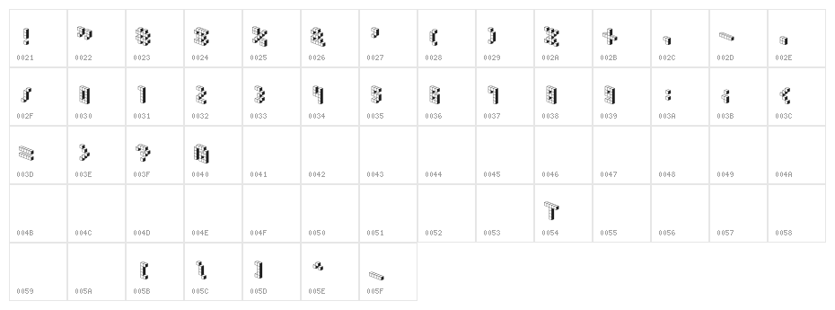 DemonCubicBlockFont Shade Character Map
