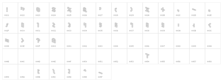 DemonCubicBlockFont Character Map