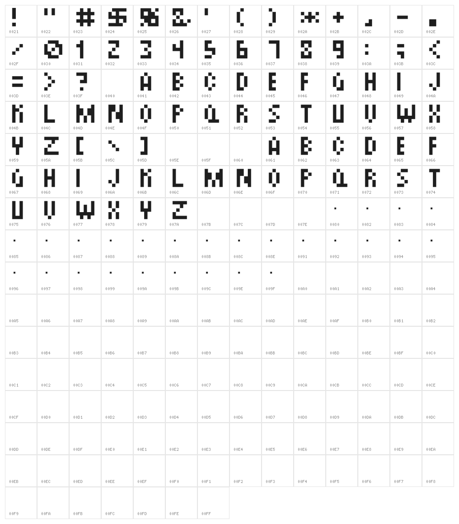 DemonKakubariFont Character Map