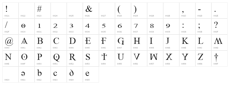 Denial2Regular Character Map