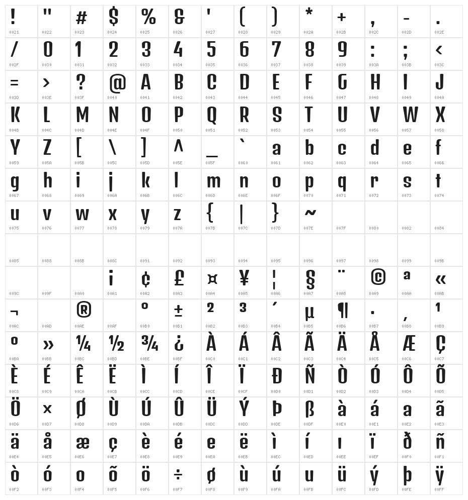 Denk One Character Map
