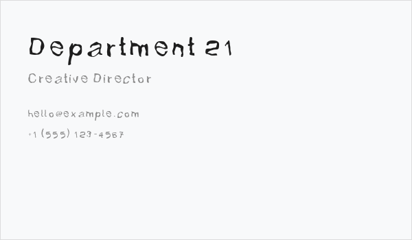 Department 21 Business Card
