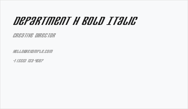 Department H Bold Italic Business Card