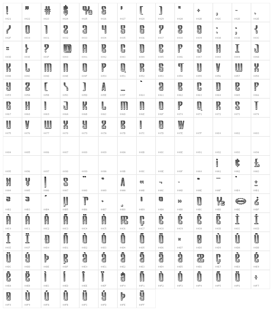 Department H Chrome Character Map