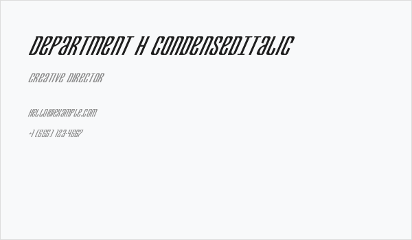 Department H CondensedItalic Business Card
