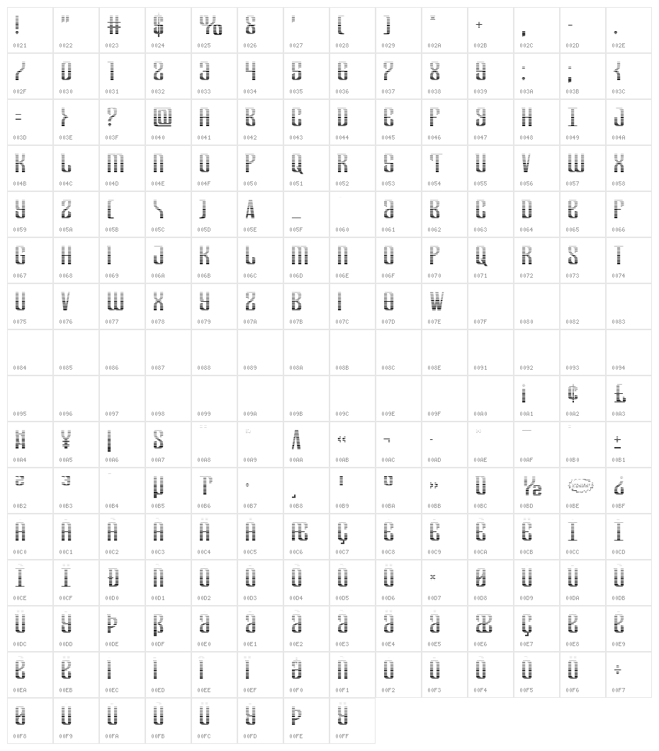 Department H Gradient Character Map