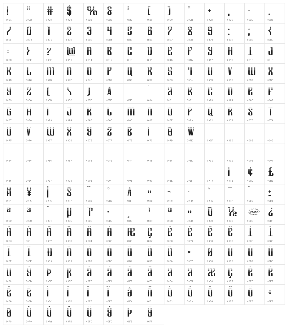 Department H Halftone Character Map