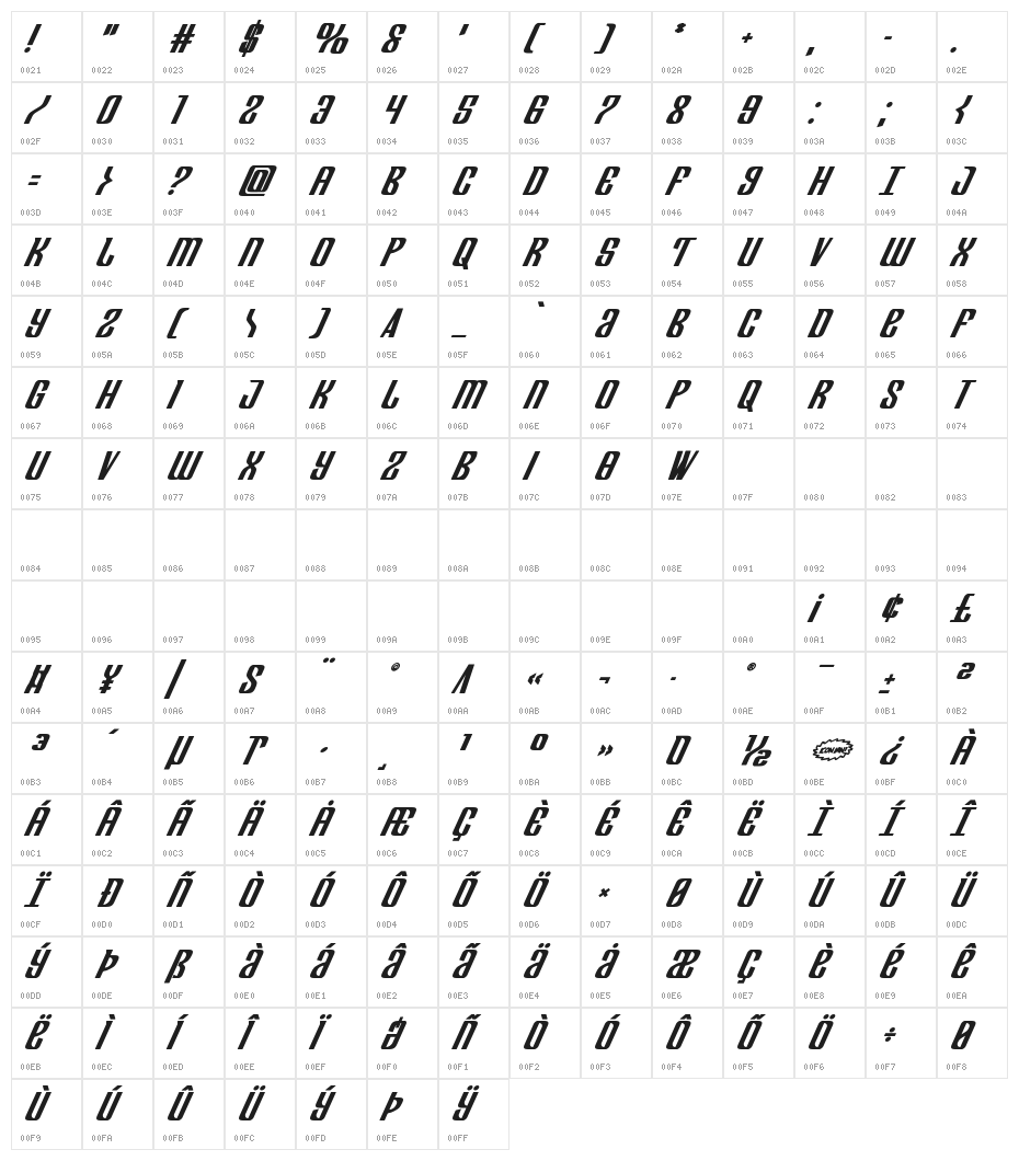 Department H Title Bold Italic Character Map