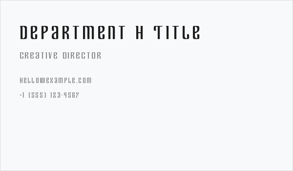 Department H Title Business Card