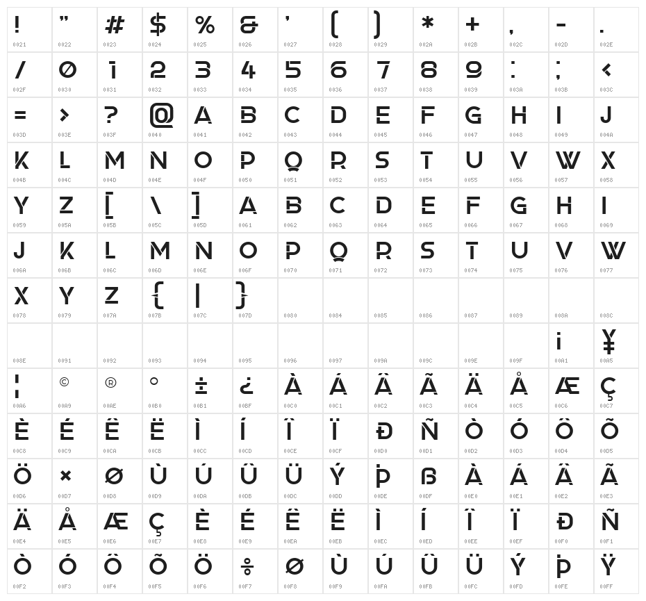 Depot Regular Character Map