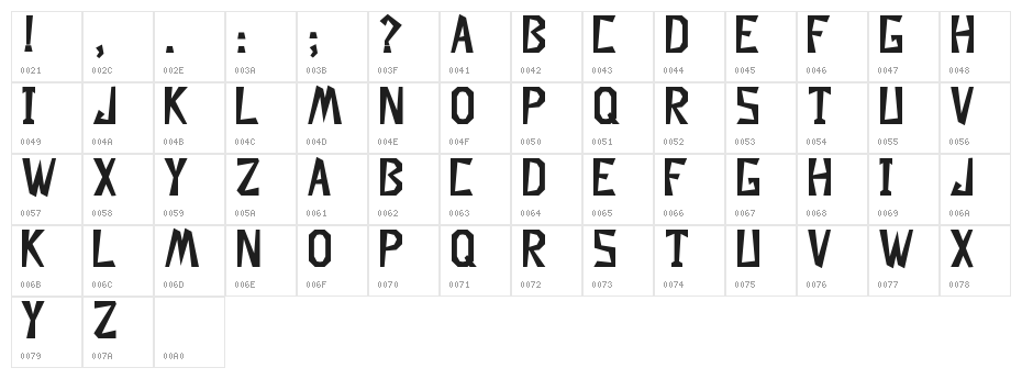 Descuadrado Bold Character Map