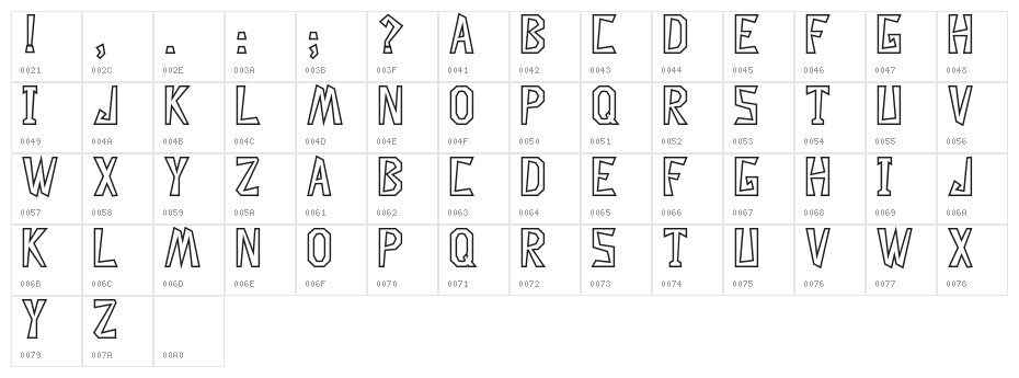 Descuadrado Hollow Character Map