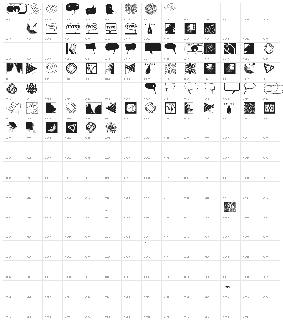 DesignElementsTwo Character Map