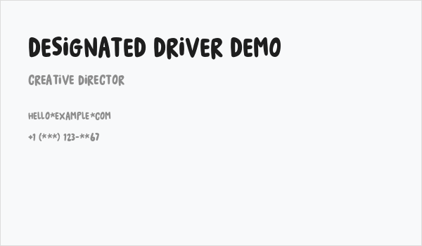 Designated Driver DEMO Business Card