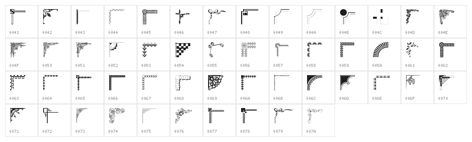 Designer Corners Character Map