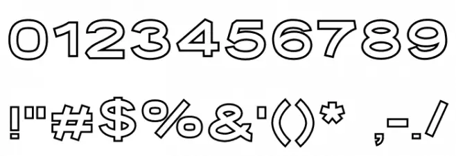 Desolator Outline Font OTHER CHARS
