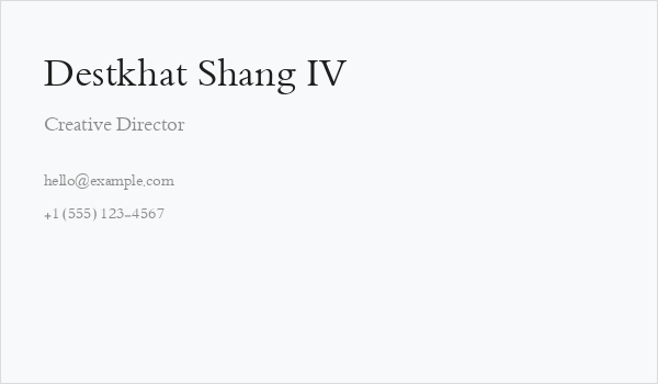 Destkhat Shang IV Business Card