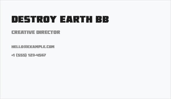 Destroy Earth BB Business Card