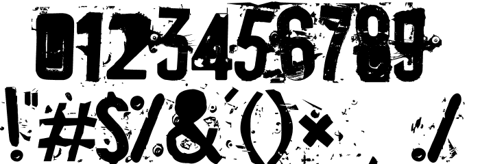 Destroyed License Plate Font OTHER CHARS