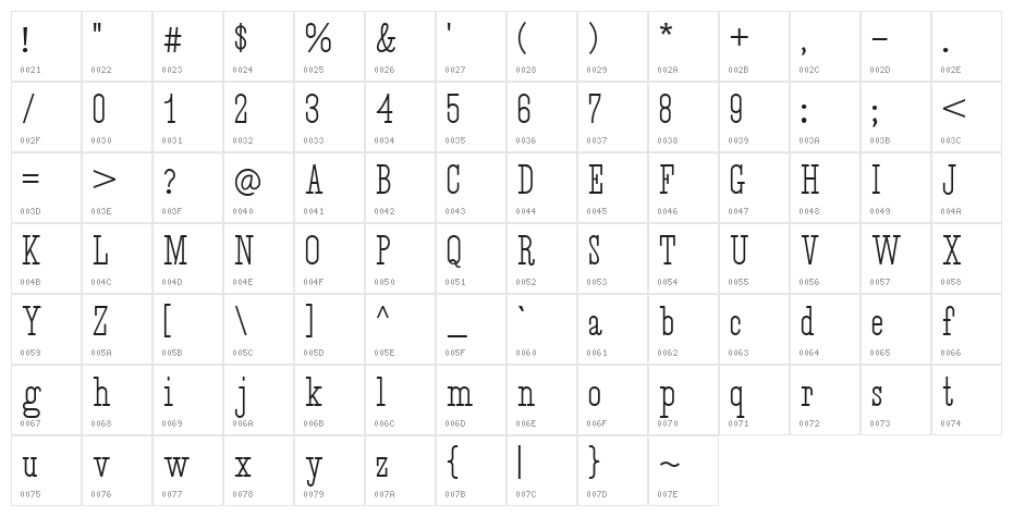 Desuka Slab DEMO Character Map
