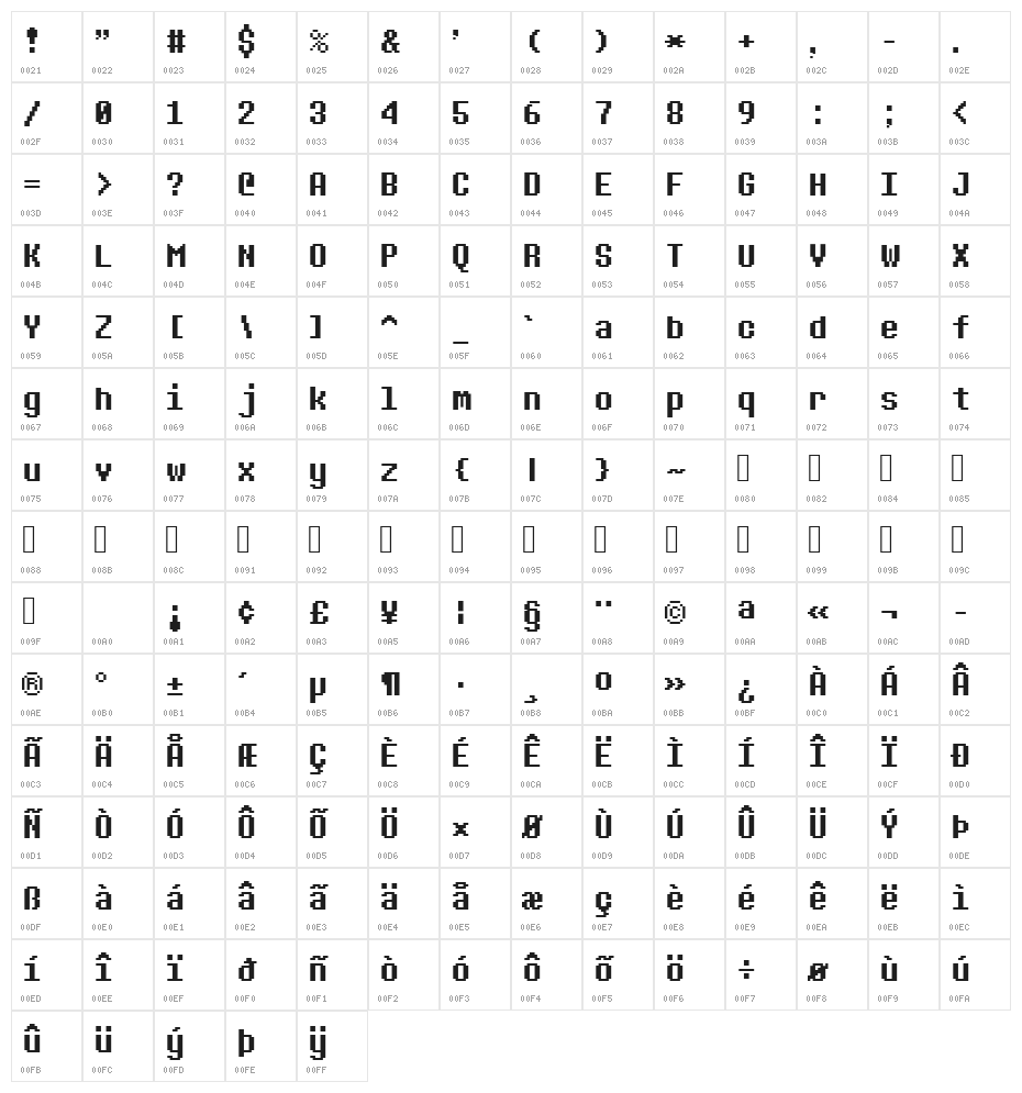 Determination Mono Web Regular Character Map
