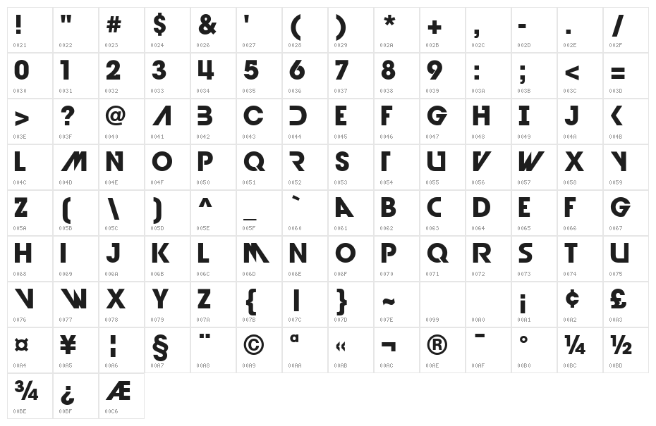 Devil Breeze Bold Character Map