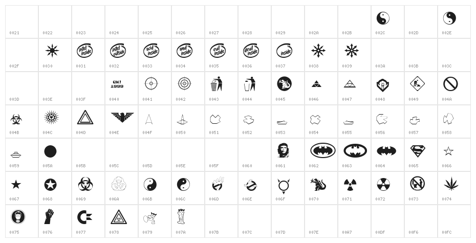 Devil inside Character Map