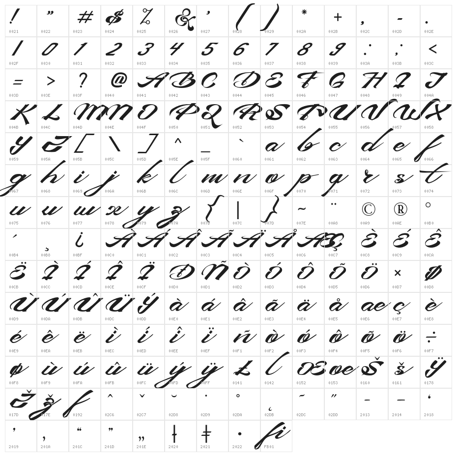 DevilEastFree Character Map