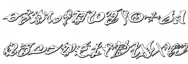 Devil's Tongue 3D Italic Schriftart Kleinbuchstaben