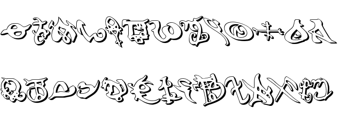 Devil's Tongue 3D Leftalic Font LOWERCASE