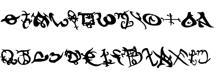 Devil's Tongue Leftalic Font LOWERCASE