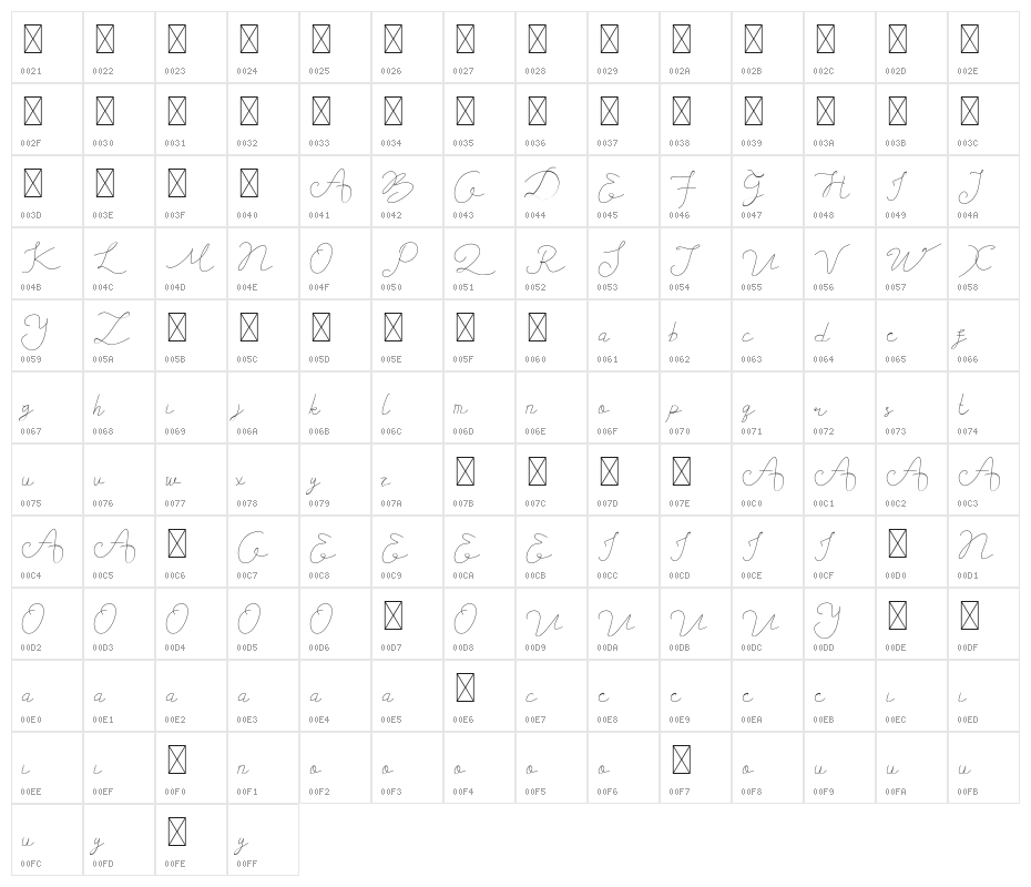 Devllin DEMO Character Map