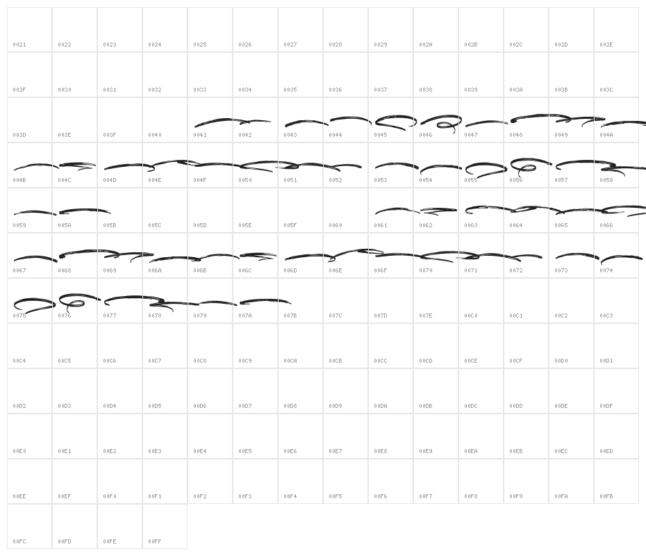 DexotickUnderlines Character Map