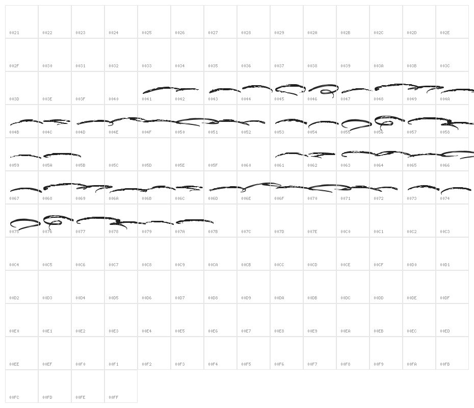DexotickUnderlines Character Map