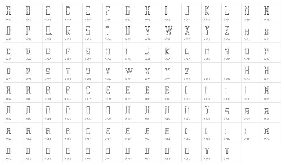 Dezert Demo Outline Dash Character Map