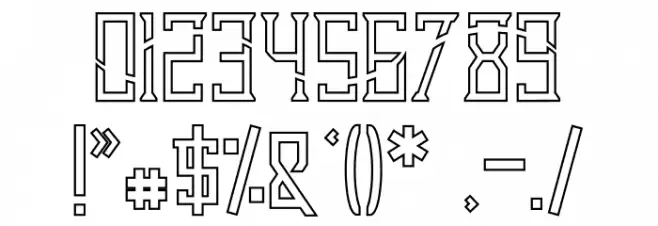 Dezert Outline Dash Font OTHER CHARS