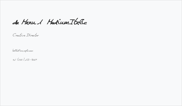 de Manu 1  MediumItalic Business Card