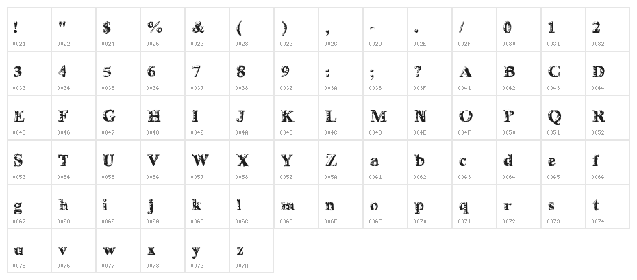 deLorimier Regular Character Map
