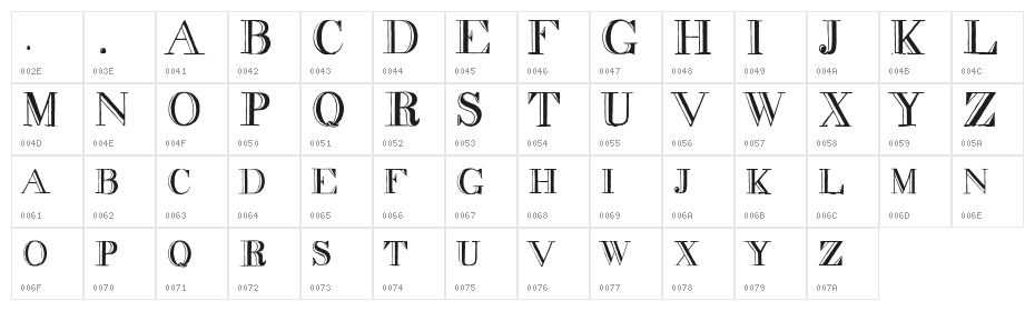 decadence condensed Character Map