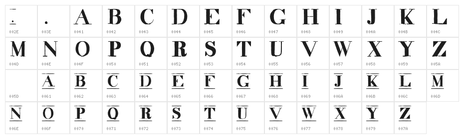 decadence itd condensed marquee Character Map