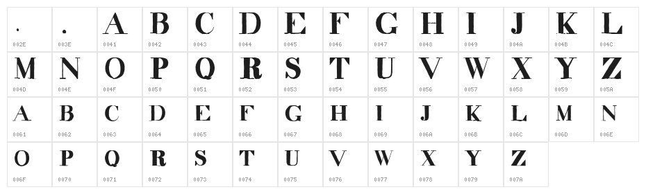 decadence itd condensed Character Map