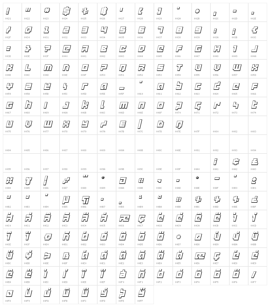 deep data cube 3d italic Character Map