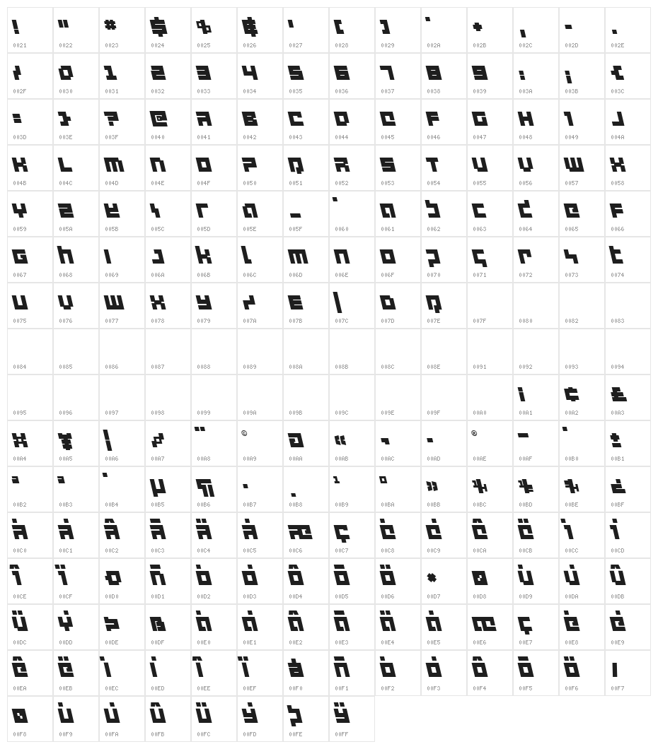 deep data cube leftalic Character Map