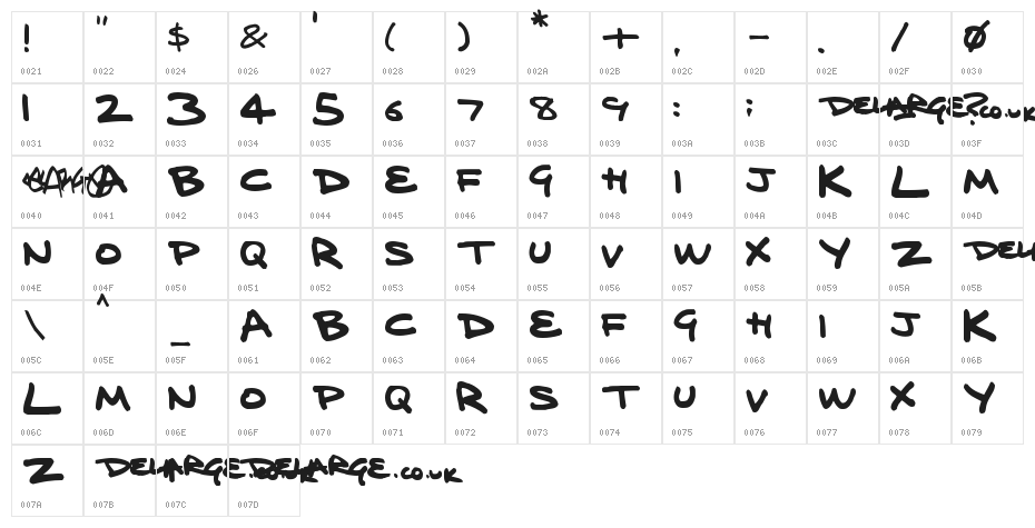 delarge marker pen Character Map