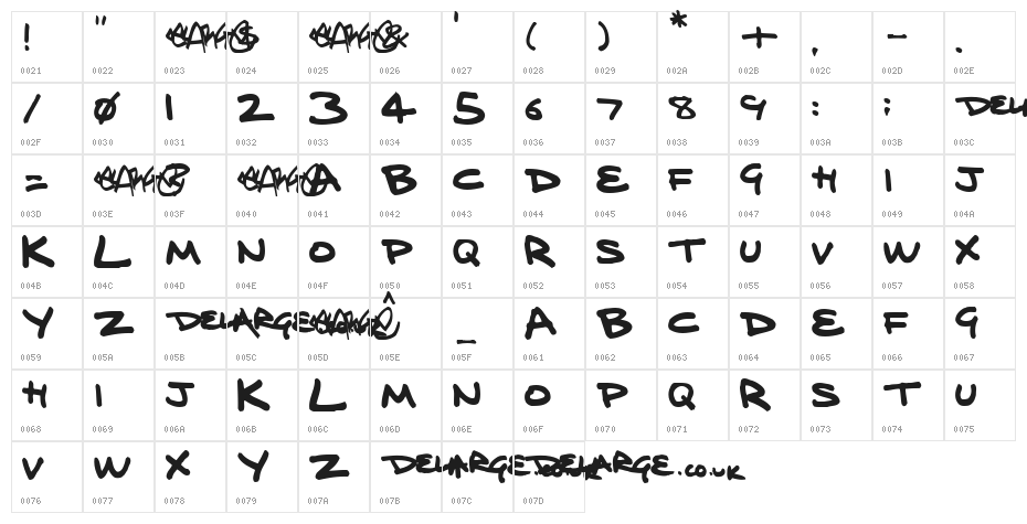 delarge Character Map