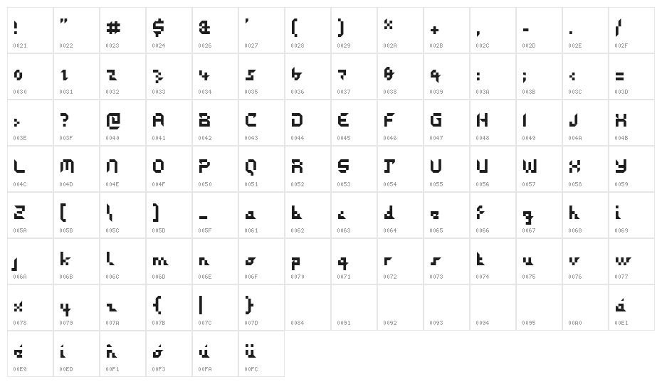 detalpaloRegular Character Map