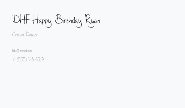 DHF Happy Birthday Ryan Business Card