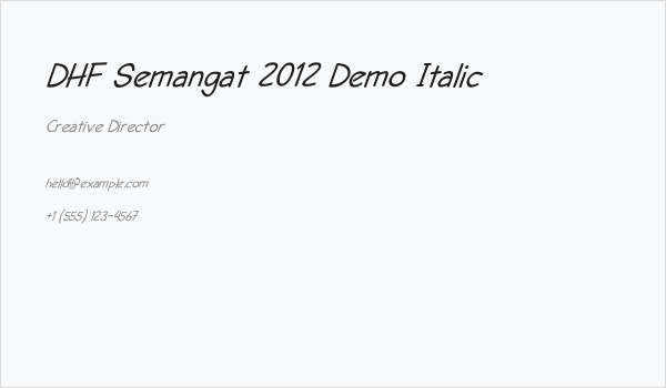 DHF Semangat 2012 Demo Italic Business Card