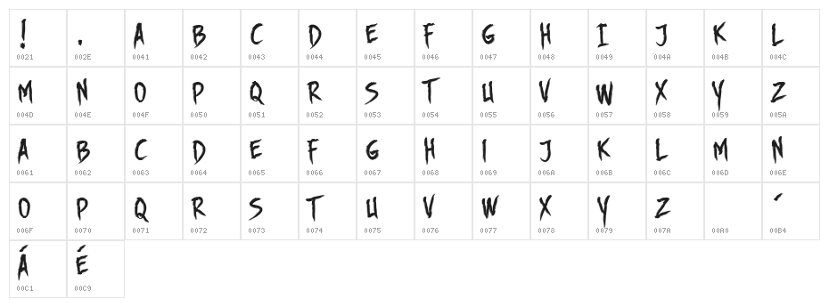 DHF Story Brush Character Map
