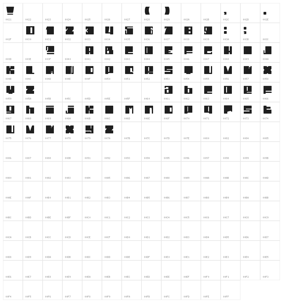 Dhe Cruncy Character Map
